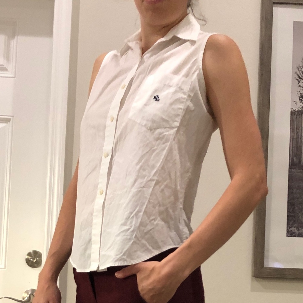 RALPH LAUREN white button down top